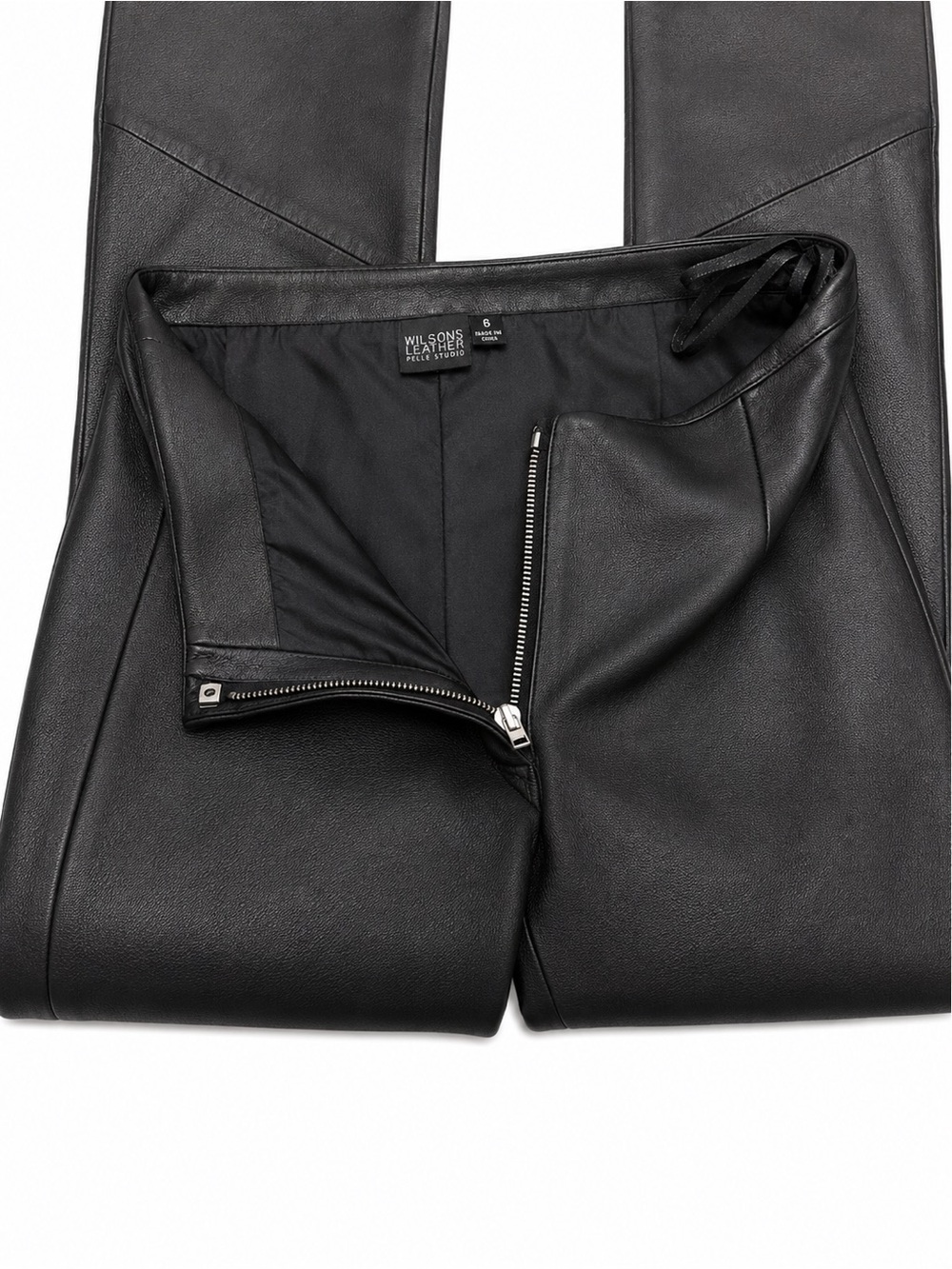 Wilson’s Genuine Leather Super Low Rise Flared Black Flare Pants - Picture 5 of 6